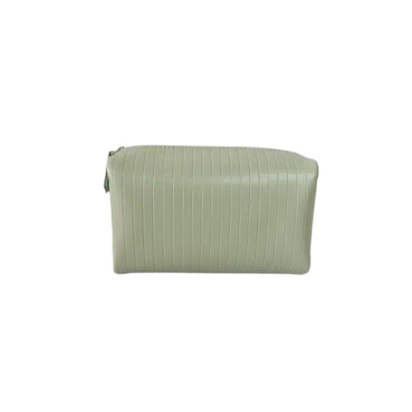 trousse de maquillage rectangulaire en cuir à rayures estampées