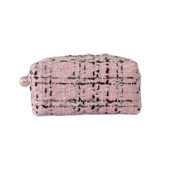 elegante textura mujer dama tweed bolsa de cosméticos