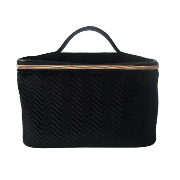 trousse de maquillage pour femme en daim et velours matelassé