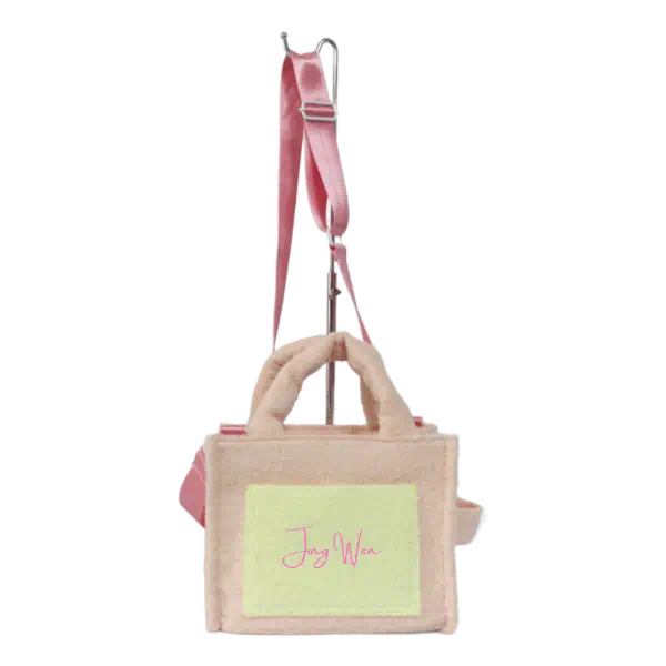 Joli sac à main à bandoulière en fourrure éponge, serviette de couleur assortie